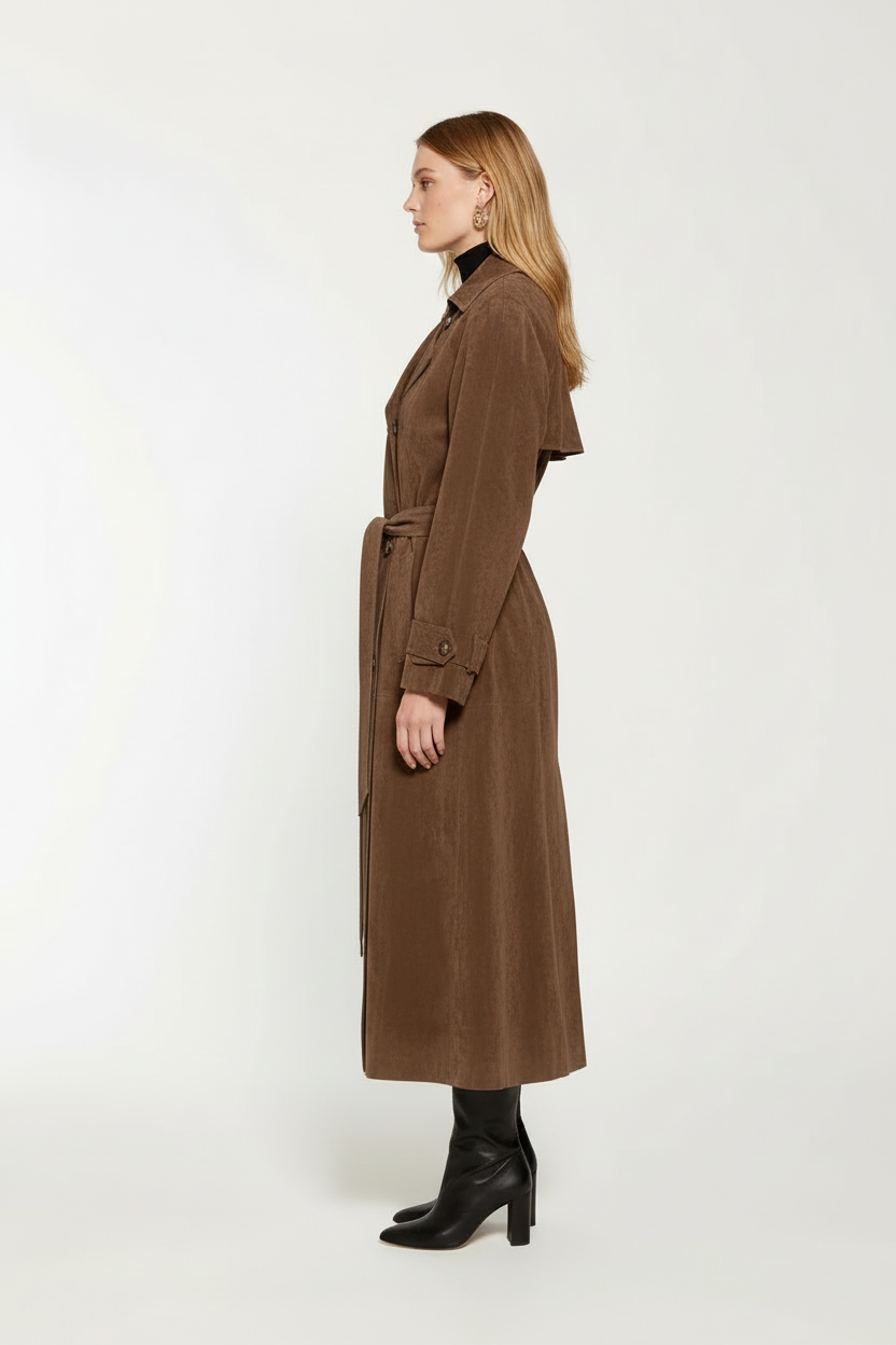 Long Double Breasted Trench Coat