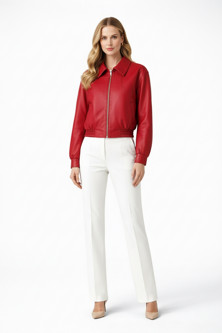 Women’s Bomber Jacket with Zip Front and Elasticated Finish