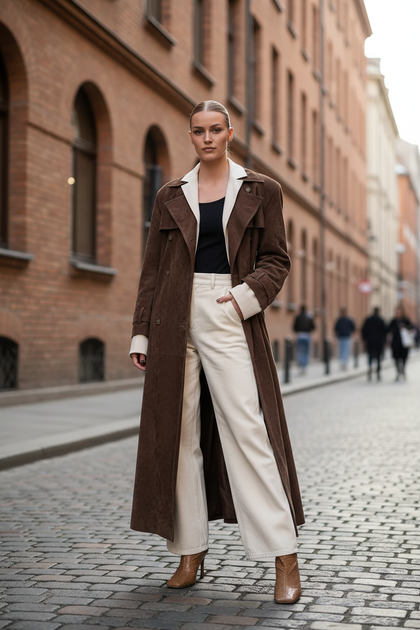 Long Double Breasted Trench Coat