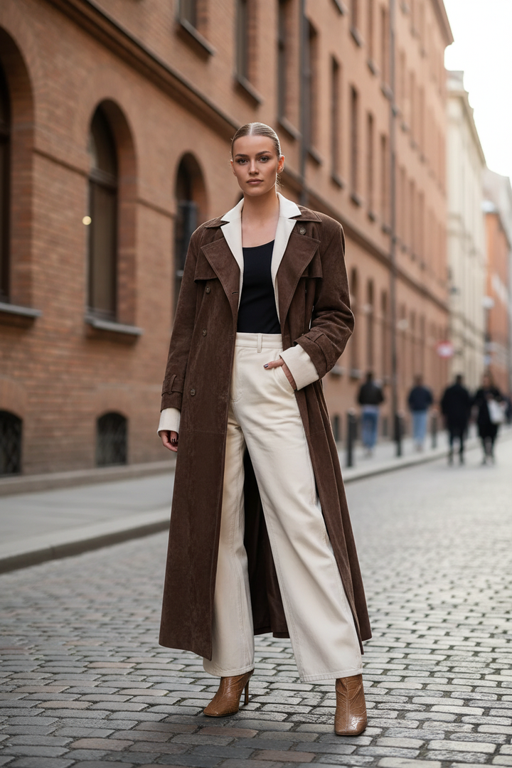 Long Double Breasted Trench Coat