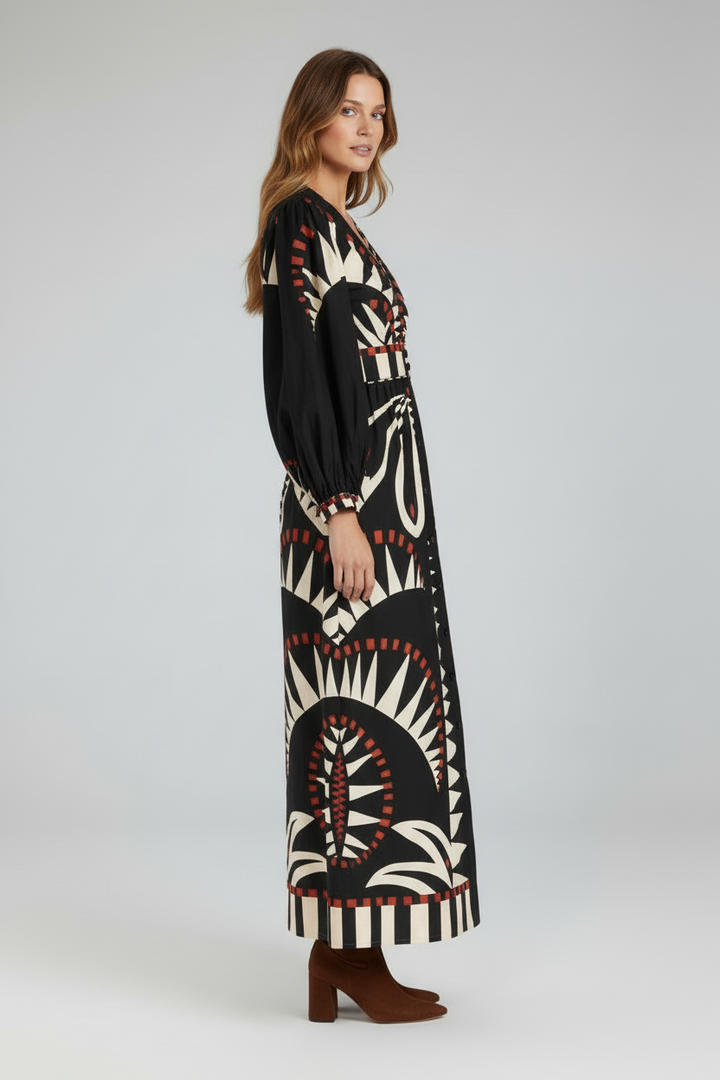 Savannah | Printed Long Sleeve Maxi Dress
