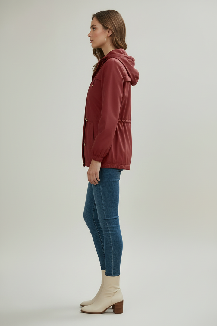 Womens Trench Coat with Hooded Neckline and Regular Fit