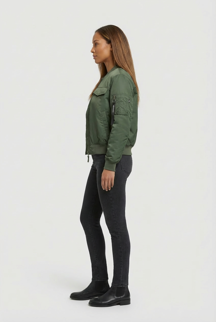 Padded Womens Jacket with High Neck and Zip Front Fit