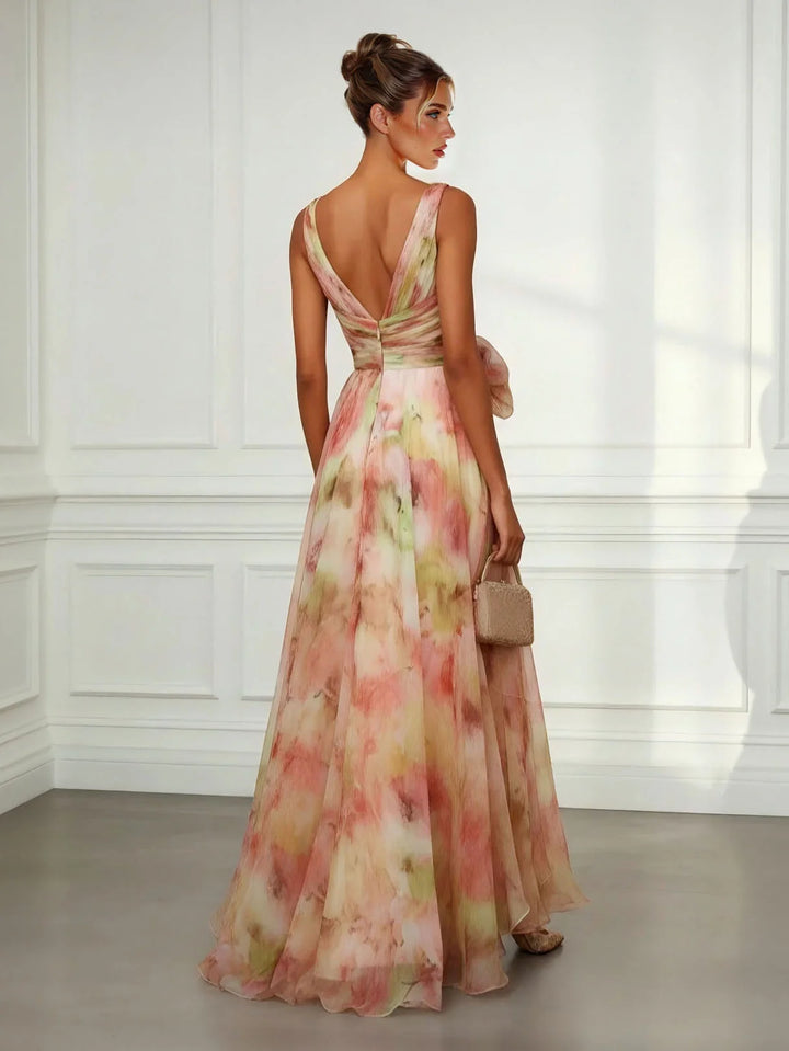 Rosalie™ | Watercolor Tie-Waist Maxi Dress