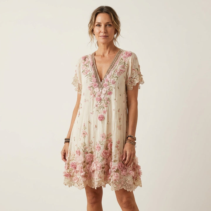 Rosalie™ | Floral Embroidered V-Neck Dress