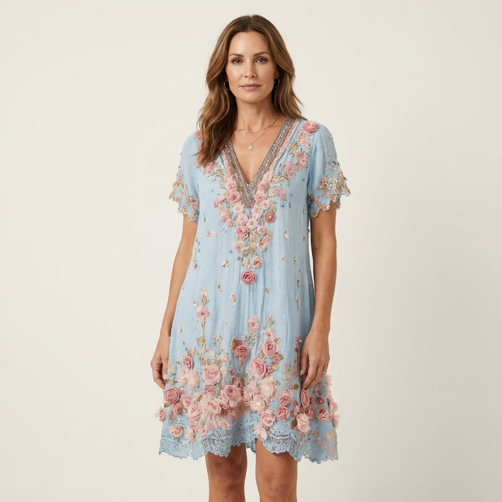 Rosalie™ | Floral Embroidered V-Neck Dress