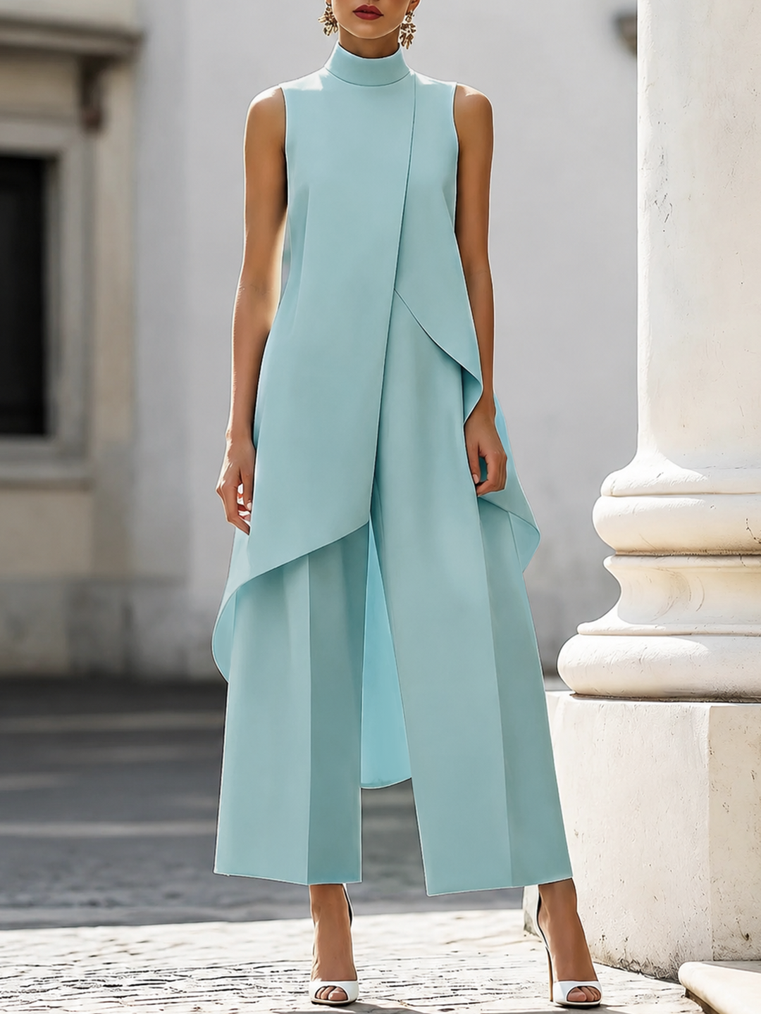 Martina™ | Sculpted High-Neck Wide-Leg Jumpsuit