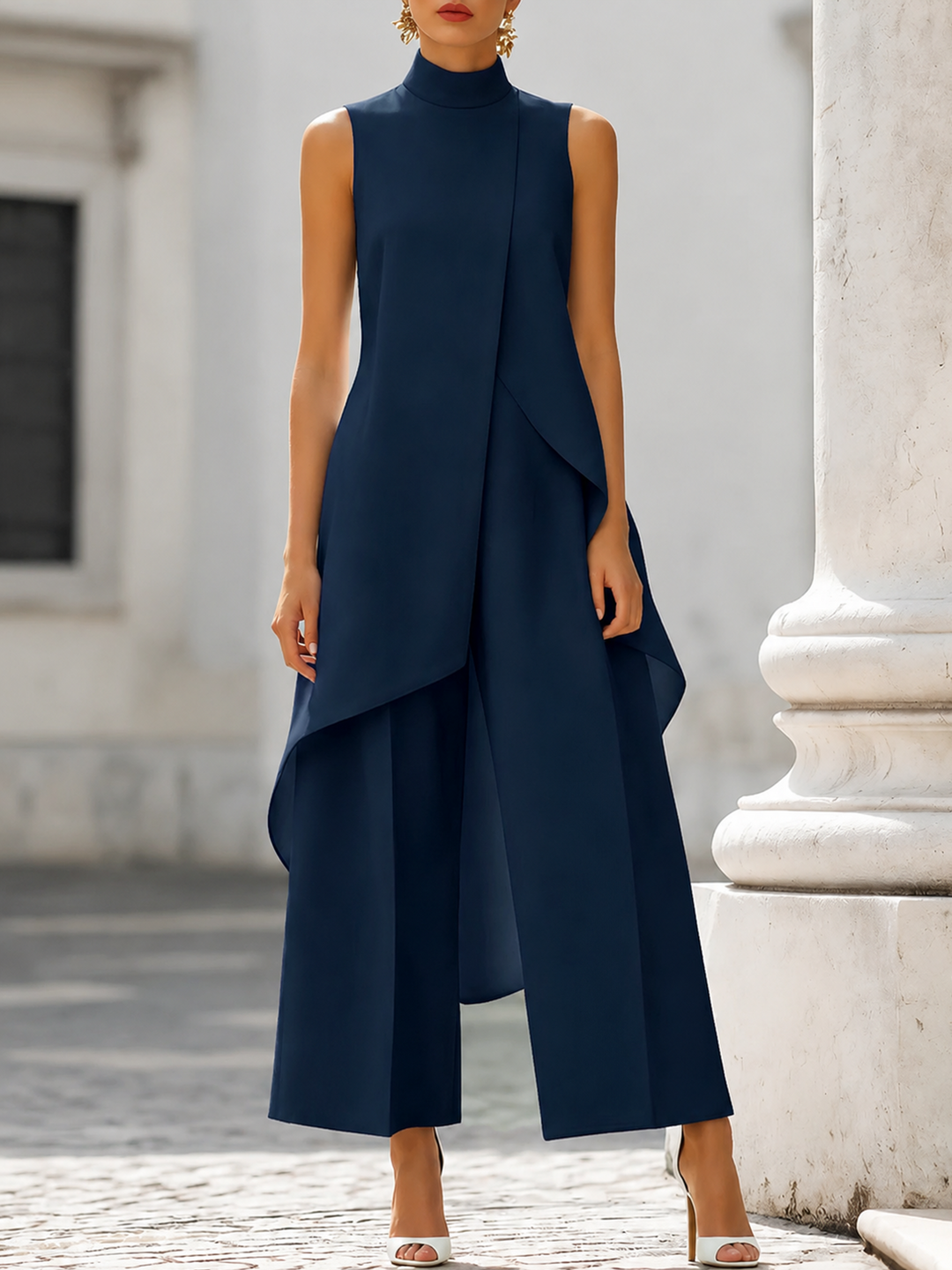 Martina™ | Sculpted High-Neck Wide-Leg Jumpsuit