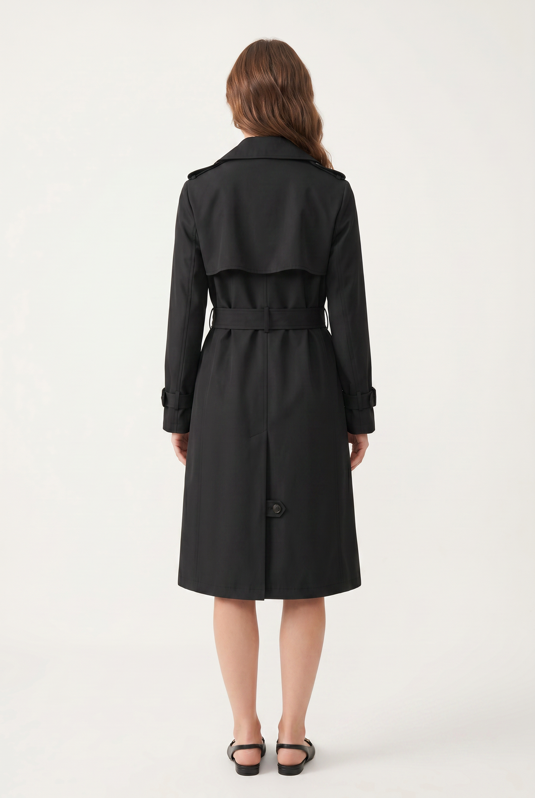 Women’s Trench Coat with Notched Lapel and Double-Button Closure