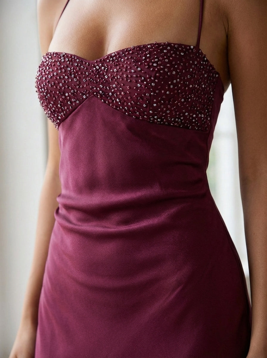 Madison | Beaded Halter Maxi Dress
