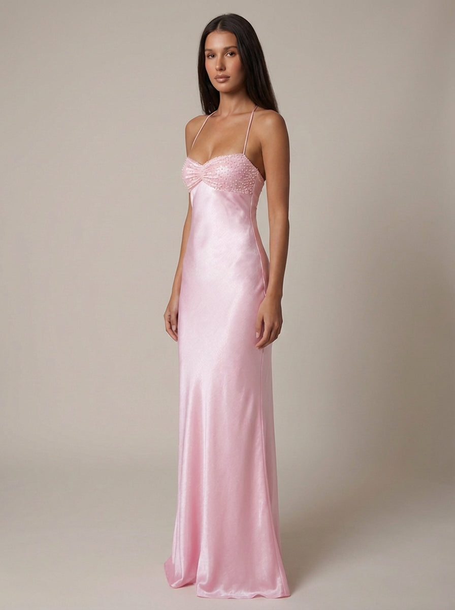 Madison | Beaded Halter Maxi Dress