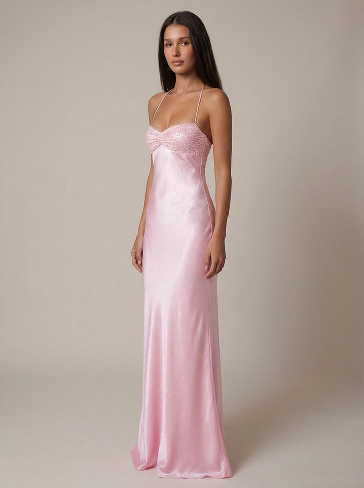 Madison | Beaded Halter Maxi Dress
