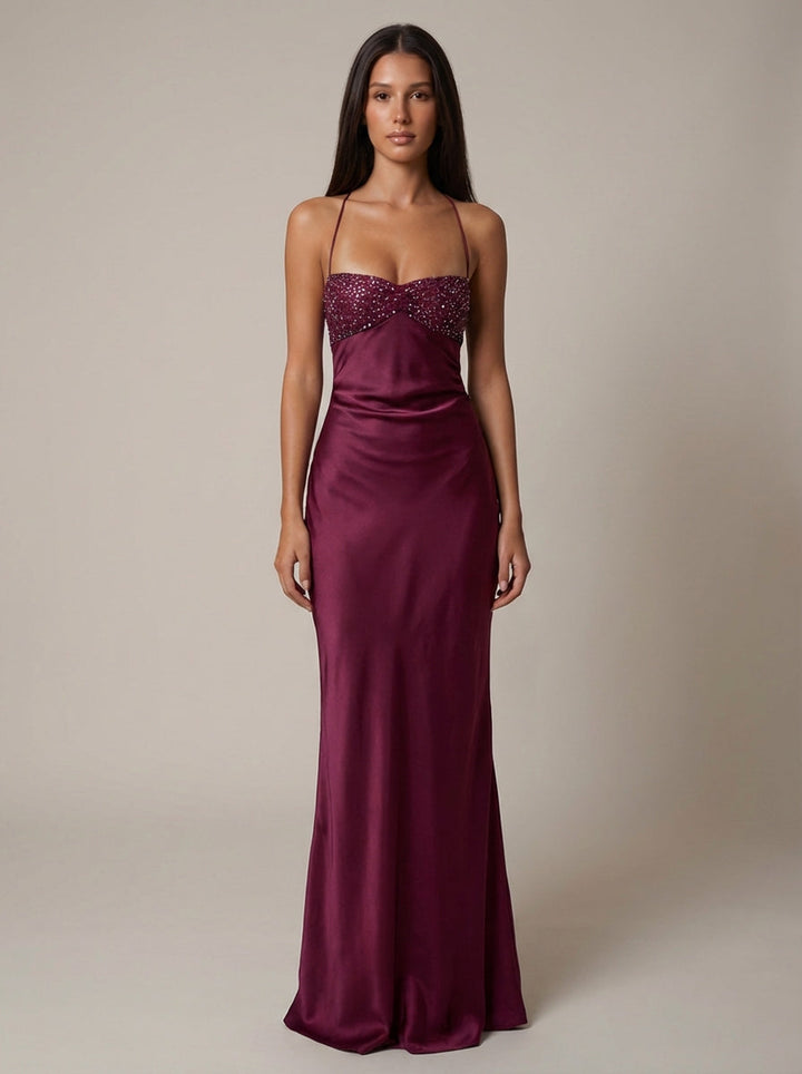 Madison | Beaded Halter Maxi Dress
