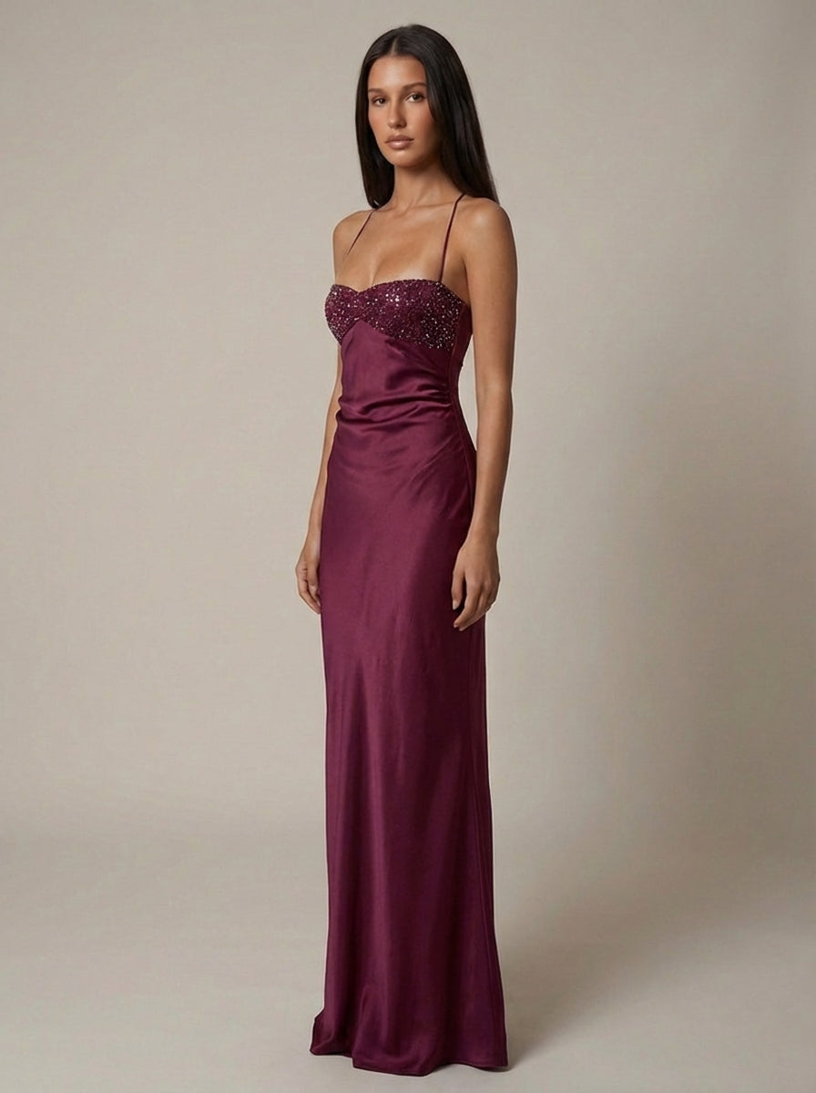 Madison | Beaded Halter Maxi Dress