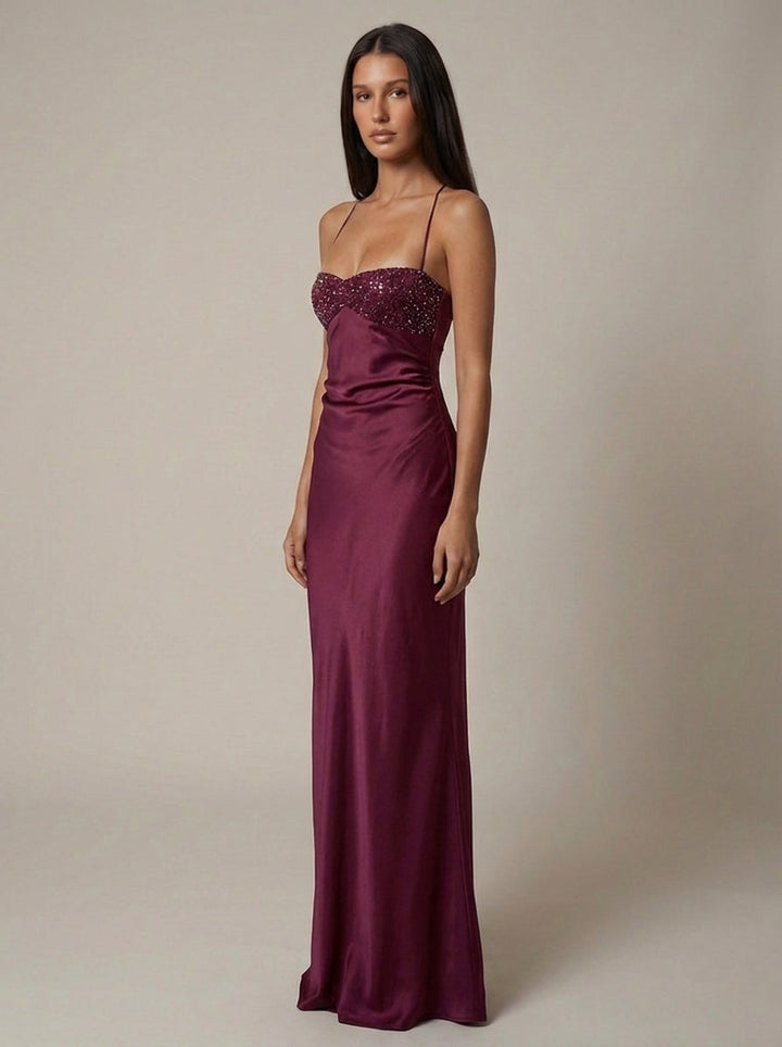 Madison | Beaded Halter Maxi Dress