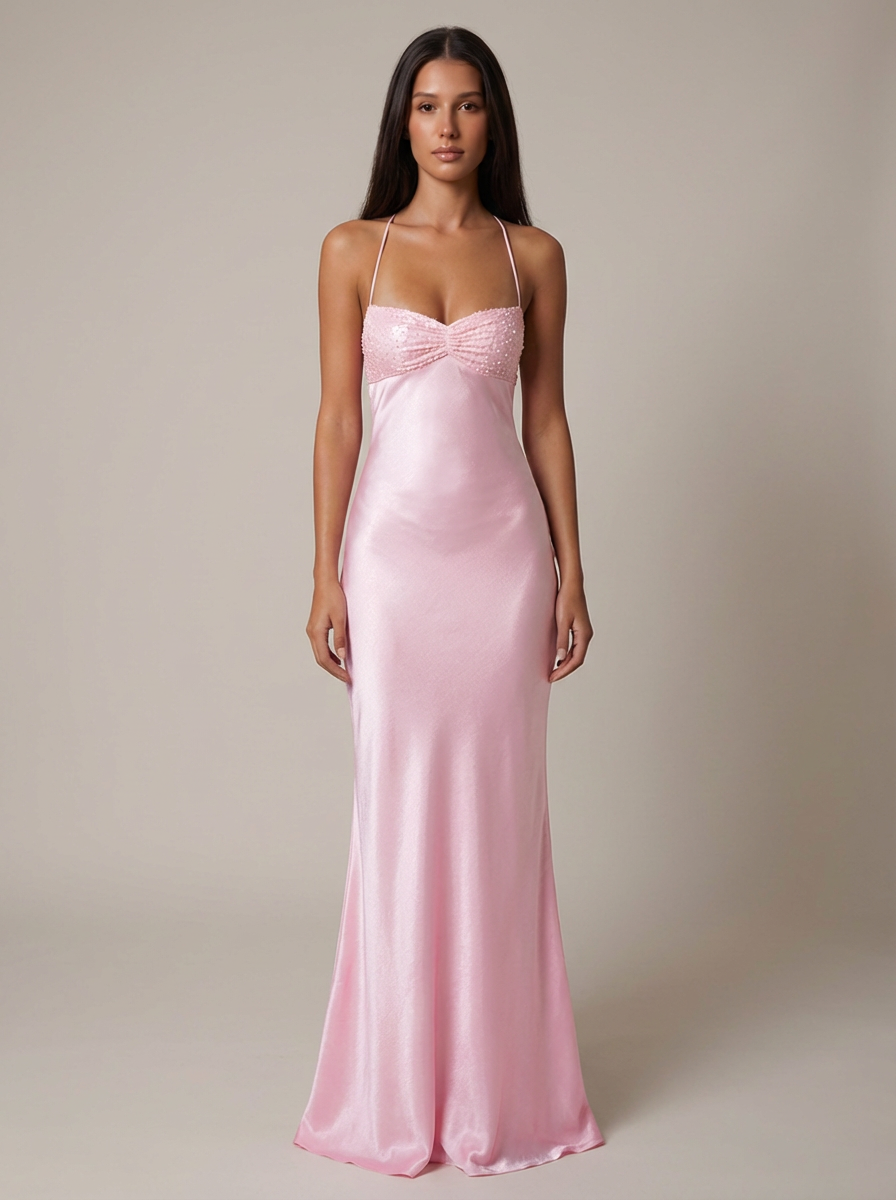 Madison | Beaded Halter Maxi Dress