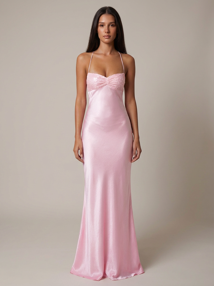 Madison | Beaded Halter Maxi Dress