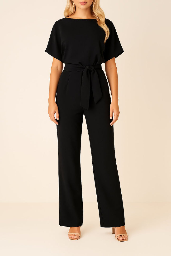 Scarlett | Women's Short-Sleeve Wide-Leg Belted Jumpsuit