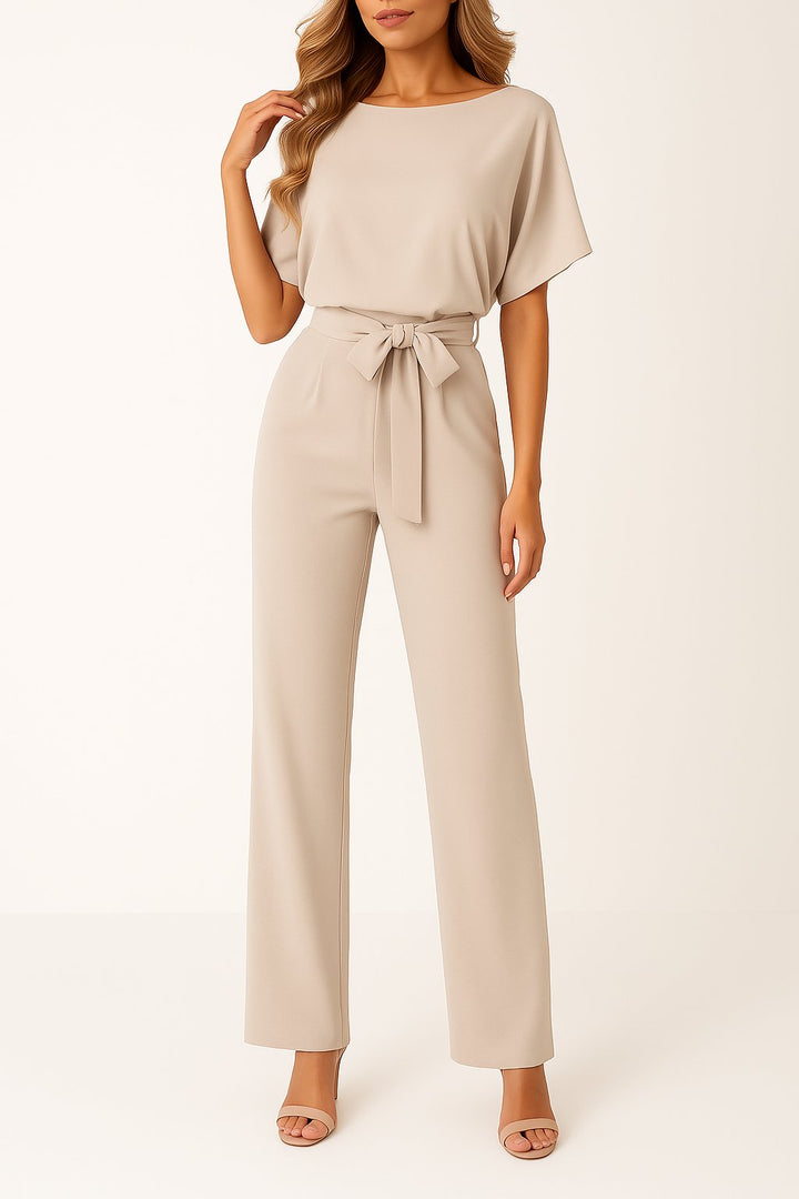 Scarlett | Women's Short-Sleeve Wide-Leg Belted Jumpsuit