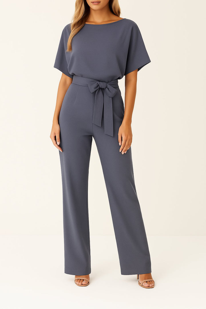 Scarlett | Women's Short-Sleeve Wide-Leg Belted Jumpsuit
