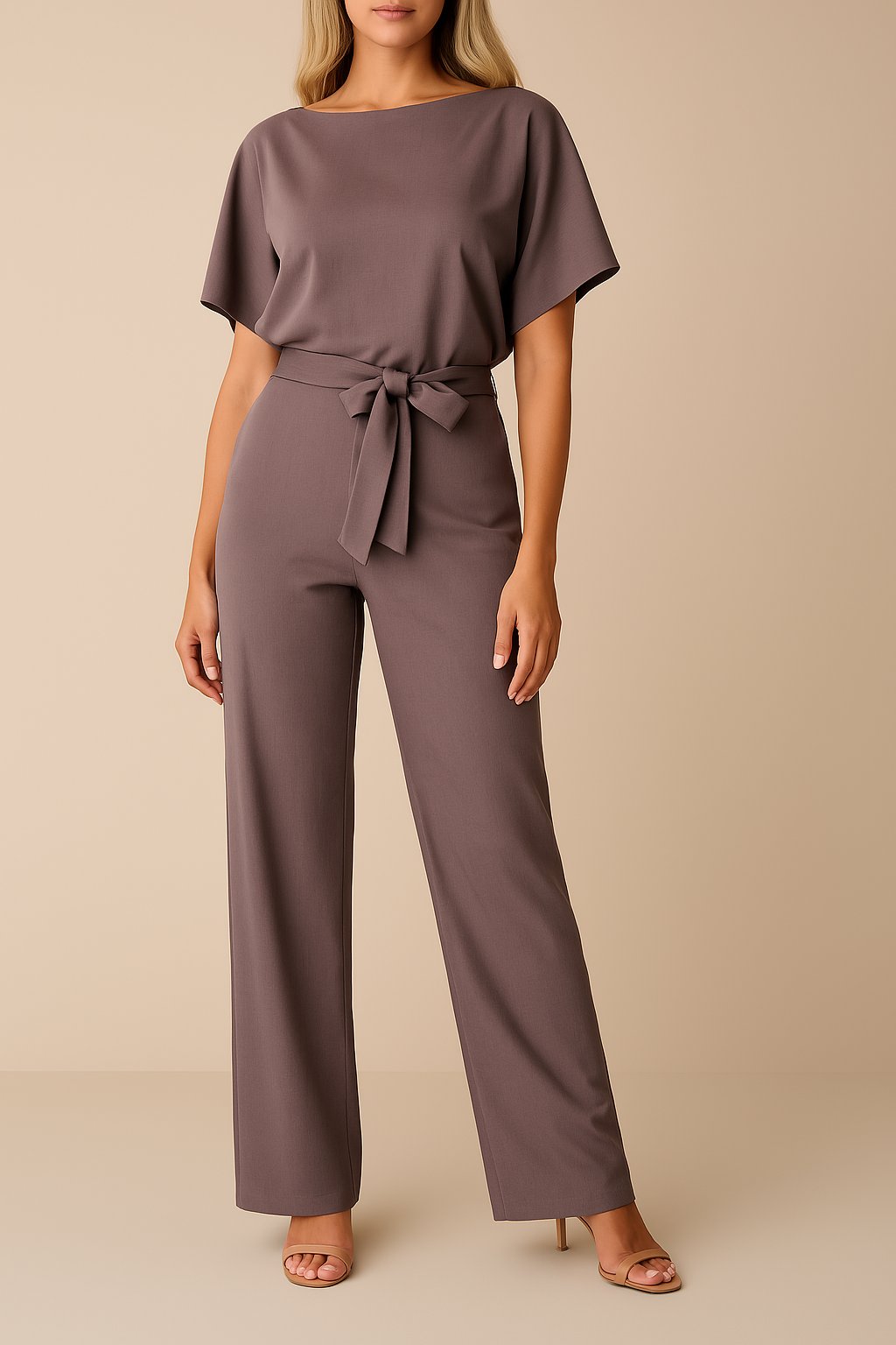 Scarlett | Women's Short-Sleeve Wide-Leg Belted Jumpsuit