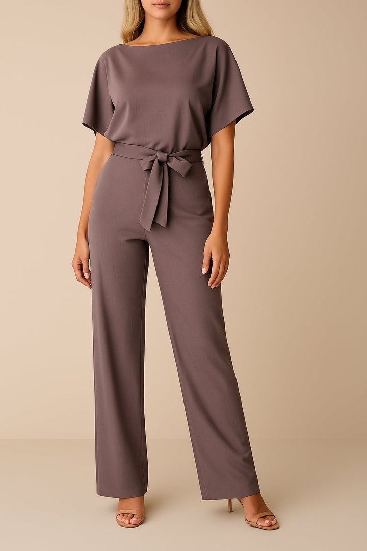 Scarlett | Women's Short-Sleeve Wide-Leg Belted Jumpsuit